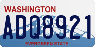 WA license plate ADQ8921