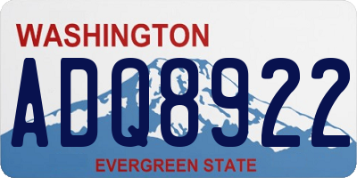 WA license plate ADQ8922