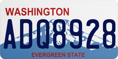 WA license plate ADQ8928