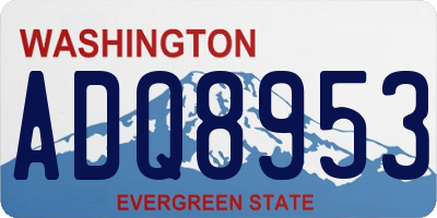 WA license plate ADQ8953