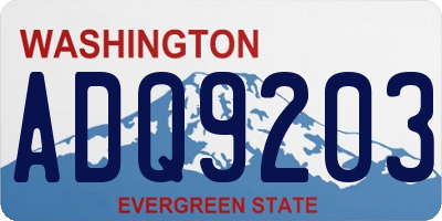 WA license plate ADQ9203