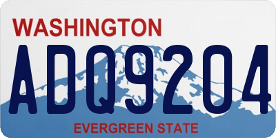 WA license plate ADQ9204