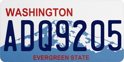 WA license plate ADQ9205
