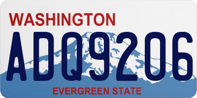 WA license plate ADQ9206