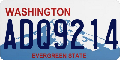 WA license plate ADQ9214