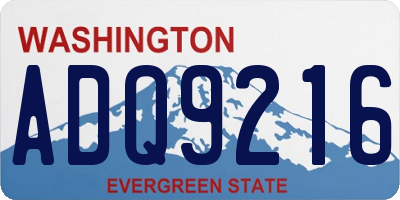 WA license plate ADQ9216