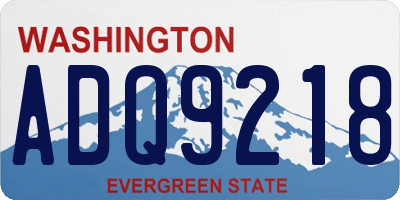 WA license plate ADQ9218
