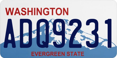 WA license plate ADQ9231