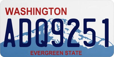 WA license plate ADQ9251