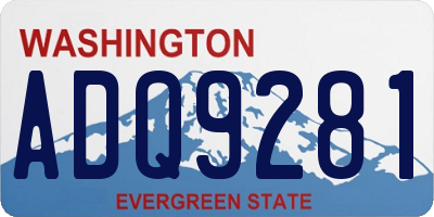 WA license plate ADQ9281