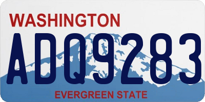 WA license plate ADQ9283