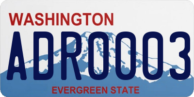 WA license plate ADR0003