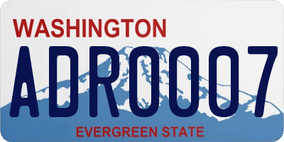WA license plate ADR0007