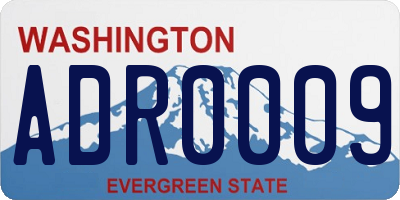 WA license plate ADR0009