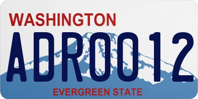 WA license plate ADR0012