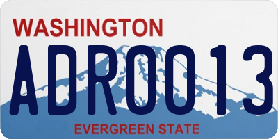 WA license plate ADR0013