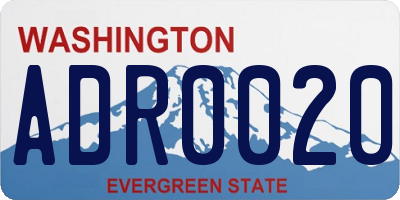 WA license plate ADR0020