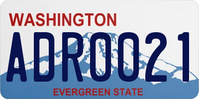 WA license plate ADR0021