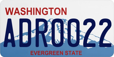 WA license plate ADR0022
