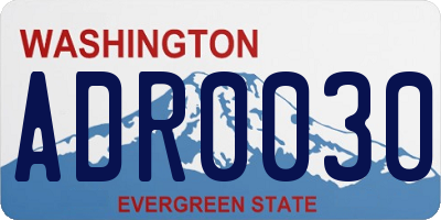 WA license plate ADR0030