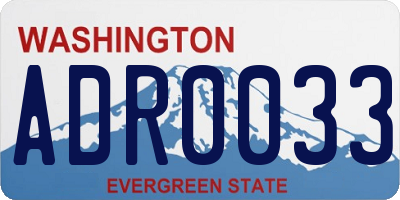 WA license plate ADR0033