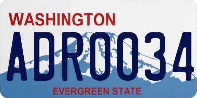 WA license plate ADR0034