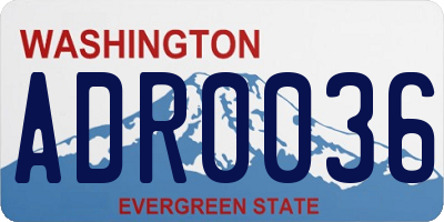 WA license plate ADR0036