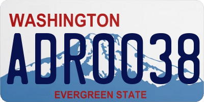 WA license plate ADR0038