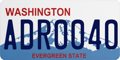 WA license plate ADR0040