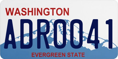 WA license plate ADR0041