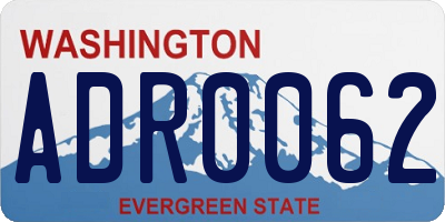 WA license plate ADR0062