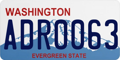 WA license plate ADR0063