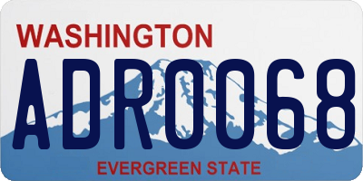 WA license plate ADR0068