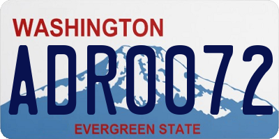 WA license plate ADR0072