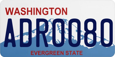 WA license plate ADR0080
