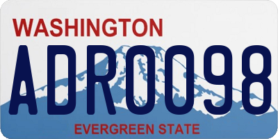 WA license plate ADR0098