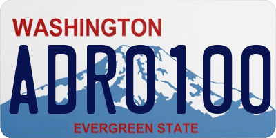 WA license plate ADR0100