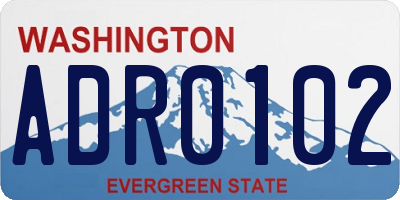 WA license plate ADR0102