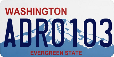 WA license plate ADR0103