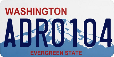 WA license plate ADR0104