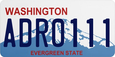 WA license plate ADR0111