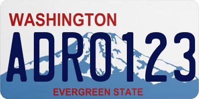 WA license plate ADR0123
