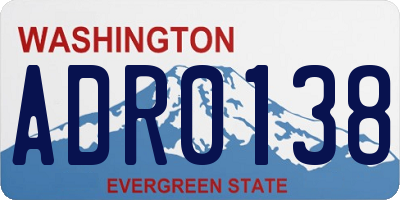 WA license plate ADR0138