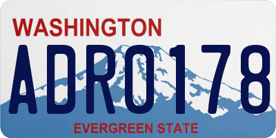 WA license plate ADR0178