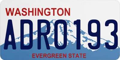 WA license plate ADR0193