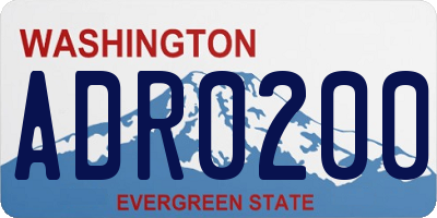 WA license plate ADR0200