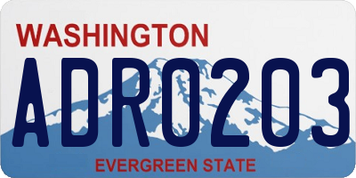 WA license plate ADR0203