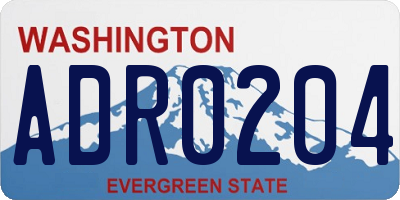 WA license plate ADR0204
