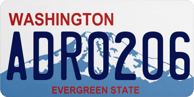 WA license plate ADR0206