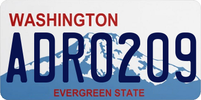 WA license plate ADR0209